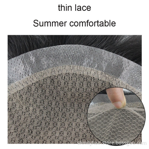 Shmily Wholesale Breathable Invisible Seamless Can Be Cut Human Hair Toupee PU Super Thin Full Hand Hook Mesh Toupee For Mens